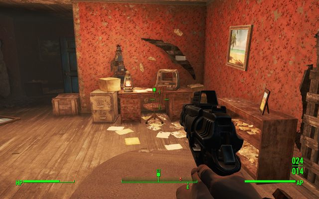 Szczególnie uważaj na podwójne niebieskie drzwi, gdzie z balkonu po przeciwnej stronie może mierzyć do ciebie wyrzutnia rakiet - Lista kostuchy | Solucja Fallout 4 - Fallout 4 - poradnik do gry