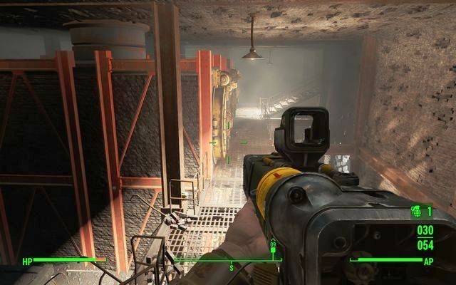 Nie zeskocz w dół w pomieszczeniu z zaworami - czeka cię wtedy ponownie cała droga na górę - Tajemnicze mięso (Fabryka Konserw Longneck Lukowskis) | Solucja Fallout 4 - Fallout 4 - poradnik do gry