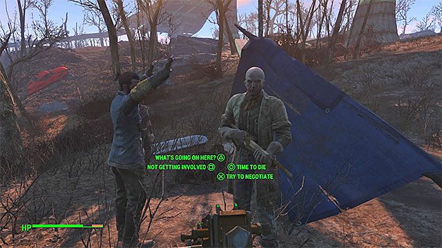 Przykładowe losowe zdarzenie - mężczyzna podejrzewany o bycie syntetykiem - Losowe zdarzenia w Fallout 4 - Fallout 4 - poradnik do gry