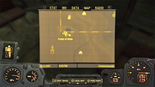 Wybierz jakąś odkrytą już lokację znajdującą się najbliżej Morza Blasku i rozpocznij podróż w stronę pierwszego znacznika - Morze Blasku | Główny wątek fabularny Fallout 4 - Fallout 4 - poradnik do gry