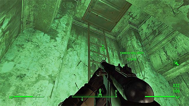 Właz prowadzący na dach Faneuil Hall - Złocony Pasikonik - Nick Valentine | Zadania towarzyszy | Solucja Fallout 4 - Fallout 4 - poradnik do gry