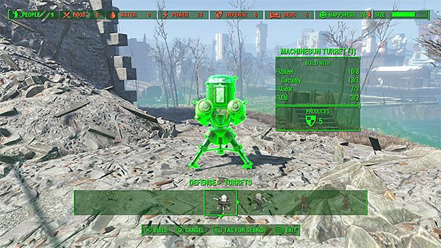 Możesz stawiać np. wieżyczki - Broń Zamku | Zadania frakcji Minutemanów | Solucja Fallout 4 - Fallout 4 - poradnik do gry