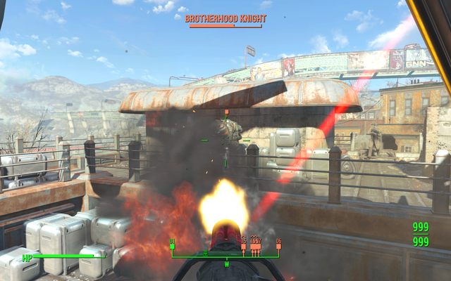 Siądź szybko za działkiem transportera, by szybko poradzić sobie z Bractwem - Na skraju wojny | Zadania frakcji Trasy | Solucja Fallout 4 - Fallout 4 - poradnik do gry