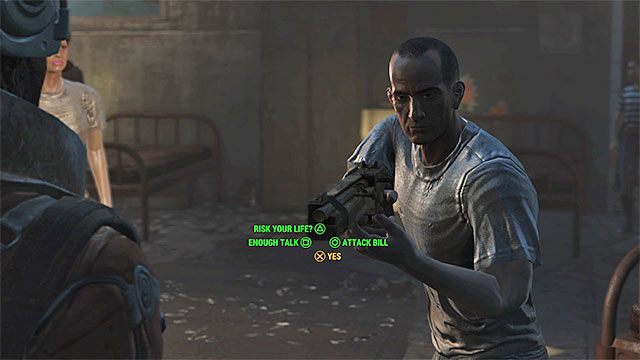 Możesz użyć Charyzmy żeby nakłonić Billa do opuszczenia broni - Plony wyższego sortu | Solucja Fallout 4 - Fallout 4 - poradnik do gry