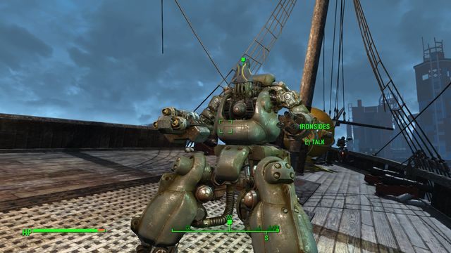 Gdy tylko podejdziesz do USS Constitution podleci do ciebie robot i rozpocznie rozmowę - Ostatni Rejs USS Constitution (USS Constitution) | Solucja Fallout 4 - Fallout 4 - poradnik do gry