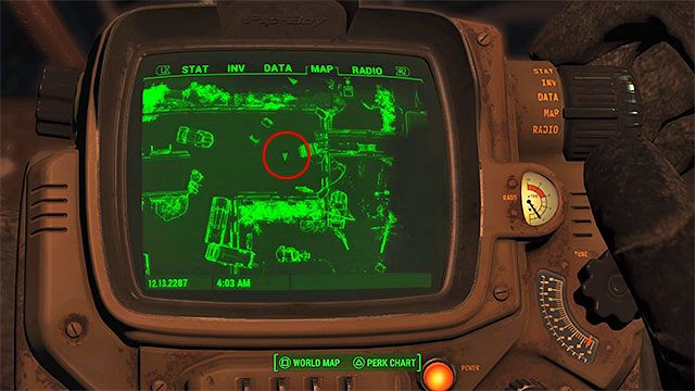 Po wkroczeniu na teren parkingu zacznij przebijać się na jego wyższe poziomy (podążaj za strzałkami), uważając po drodze na ghule (w tym na elitarną świecącą odmianę), radraczany oraz pułapki - Południowy Boston - Sektor 9 | Czasopisma Fallout 4 - Fallout 4 - poradnik do gry