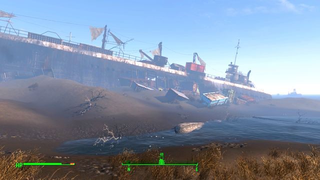 FMS Northern Star jest ogromny zniszczony statkiem zajętym przez bandytów oraz błotniaki - Wrak FMS Northern Star | Południowy Boston - Sektor 9 | Mapy Fallout 4 - Fallout 4 - poradnik do gry