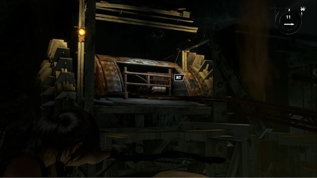 W miejscu pokazanym na screenie możesz zaczepić tam linę, wypuszczając wagonik - Grobowiec - Czerwona kopalnia [2/9] | Kompleks radziecki - Rise of the Tomb Raider - poradnik do gry