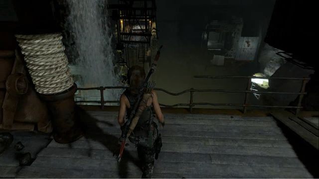 Ostatecznie przyczep linę do wagonika w miejscu pokazanym na obrazku - Grobowiec - Czerwona kopalnia [2/9] | Kompleks radziecki - Rise of the Tomb Raider - poradnik do gry