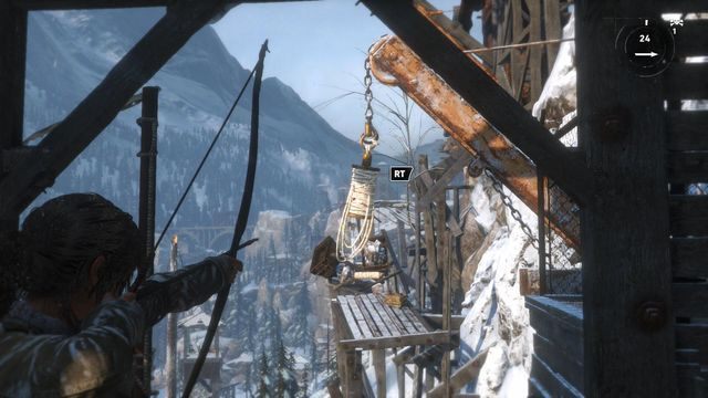 Przejdź przez pomieszczenie, a dotrzesz do widocznego kilkanaście kroków dalej rusztowania - Rise of the Tomb Raider: Dotrzyj do wejścia do kopalni | Znów sama - Rise of the Tomb Raider - poradnik do gry