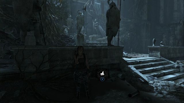 Pod posągiem w dużej sali, z której zabrałeś atlas - Skrzynie | Podtopione archiwa | Skarby i sekrety w Rise of the Tomb Raider - Rise of the Tomb Raider - poradnik do gry