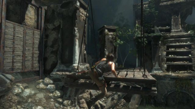 Przepłyń na drugą stronę, w pobliże skalnych półek widocznych na zdjęciu powyżej - Rise of the Tomb Raider: Wejdź na górę głównej komnaty grobowca | Syria solucja - Rise of the Tomb Raider - poradnik do gry