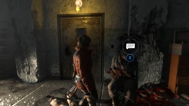 Przejdź przez rozbitą szybę i spróbuj porozmawiać z autochtonem - Rise of the Tomb Raider: Zbadaj lądowisko dla helikopterów | W szeregach wroga - Rise of the Tomb Raider - poradnik do gry