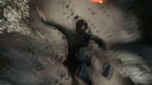 W pewnym momencie pod Lara zawali się podłoga - Rise of the Tomb Raider: Wkradnij się na teren ruin | Udaj się do wieży] - Rise of the Tomb Raider - poradnik do gry