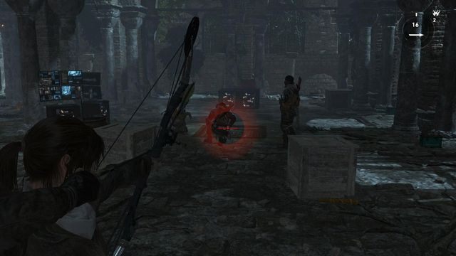 Jedynymi wrogami, których możesz zajść niezauważenie od tyłu będzie powyższa trójka najemników na obrazku powyżej - Rise of the Tomb Raider: Pokonaj wojska Trójcy | Misja ratunkowa - Rise of the Tomb Raider - poradnik do gry