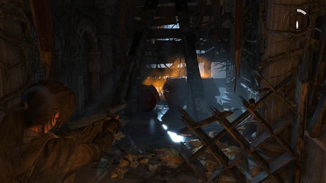 Po przebyciu długiego korytarza znajdziesz się w ślepym zaułku - Rise of the Tomb Raider: Znajdź zejście do archiwów | Rzut okiem - Rise of the Tomb Raider - poradnik do gry