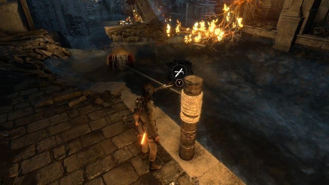 Beczka zostanie ściągnięta na lewą stronę i nie wybuchnie na ogniu - Rise of the Tomb Raider: Znajdź sposób, aby uciec z Atlasem | Przypływ - Rise of the Tomb Raider - poradnik do gry