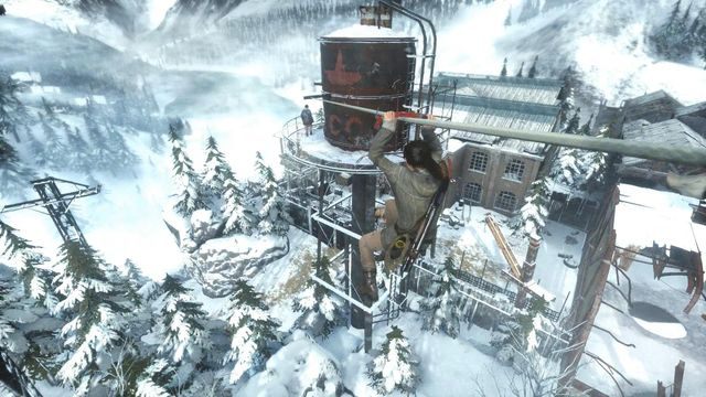 Drugiego z wrogów łatwo pozbyć się podchodząc go po cichu id tyłu po zjechaniu po linie - Rise of the Tomb Raider: Wejdź do bloku więziennego | Uratować Jonaha - Rise of the Tomb Raider - poradnik do gry