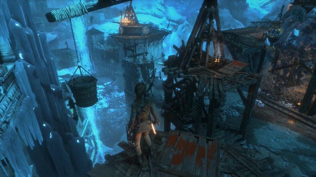 Teraz wskocz na podstawę równoważni i z niej przeskocz na metalowy zbiornik - Rise of the Tomb Raider: Idź do drugiego trebusza | Wyważanie bramy - Rise of the Tomb Raider - poradnik do gry