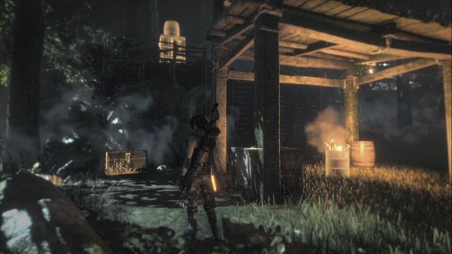 Pod skałami, obok drewnianej konstrukcji - Skrzynie i skarby z krypty | Geotermiczna dolina | Rise of the Tomb Raider - Rise of the Tomb Raider - poradnik do gry