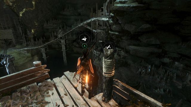 Miejsce, w którym zjedziesz po linie do drugiego wagonu. - Grobowiec 3 - Jama sądu ostatecznego | Geotermiczna dolina - Rise of the Tomb Raider - poradnik do gry