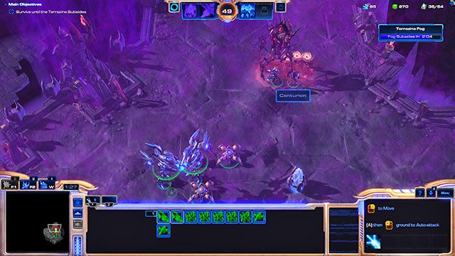 Zaczynasz na minutę przed podniesieniem się terrazine fog (mgła terrazytowa) - Misja 12 - Etapy rytuału | Kampania - Dziedzictwo Otchłani | Starcraft II - StarCraft II: Legacy of the Void - poradnik do gry