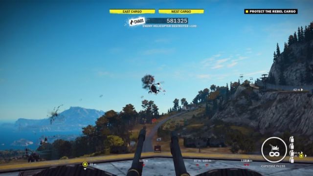 Jeden, dwa celne strzały, a helikopter runie o ziemie. - Strażnik na Murze | Opis przejścia Just Cause 3 - Just Cause 3 - poradnik do gry