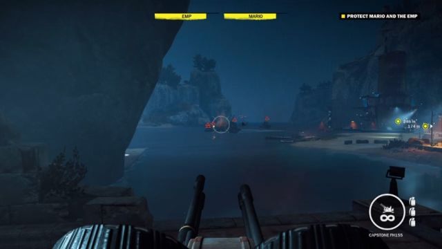 Wykorzystuj działka minigun i baterię nabrzeżną by rozprawić się z wrogiem. - Ucieczka ze statku | Opis przejścia Just Cause 3 - Just Cause 3 - poradnik do gry