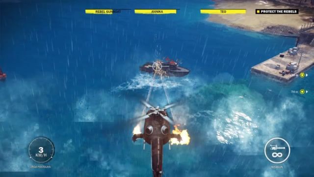 Warto na końcu misji ukraść wrogi helikopter - pozwoli ci to sprawniej eliminować liczne oddziały wroga. - Po nitce do kłębka | Opis przejścia Just Cause 3 - Just Cause 3 - poradnik do gry