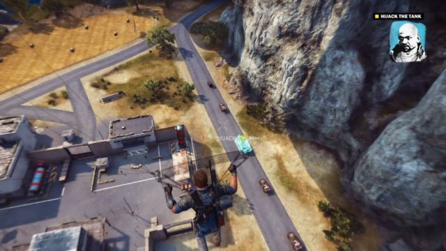 Widoczny na ziemi czołg osłonięty tarczą - podczas jej działania nie da się go tknąć. - Akt Piractwa | Opis przejścia Just Cause 3 - Just Cause 3 - poradnik do gry