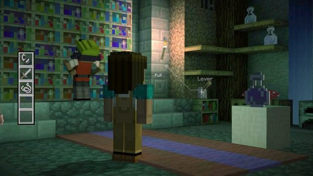 Żeby znaleźć czaszkę musisz przejść do ostatniego pomieszczenia biblioteki - Rozdział 3 | Epizod 1 - The Order of the Stone | Minecraft Story Mode - Minecraft: Story Mode - poradnik do gry
