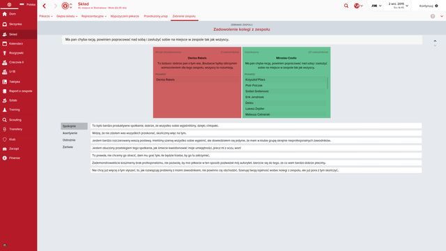 Niektórzy zawodnicy mogą negatywnie zareagować na Twoje słowa, co poskutkuje spadkiem morale. - Jak zwołać zebranie zespołu w Football Manager 2016? | Pytania i odpowiedzi - Football Manager 2016 - poradnik do gry