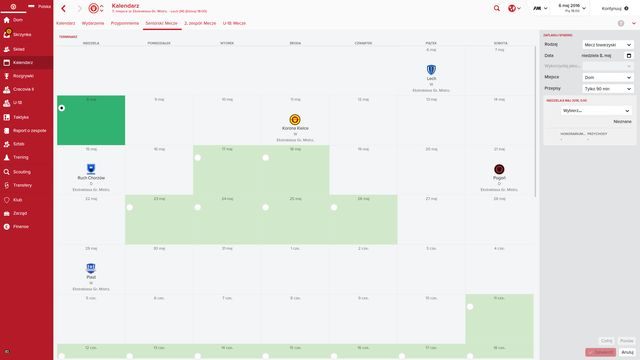 Kalendarz od razu pokazuje wszystkie terminy, w których można rozegrać sparingi - podczas trwania rozgrywek jest ich nie bez powodu jak na lekarstwo. - Jak zaplanować sparingi w Football Manager 2016? | Pytania i odpowiedzi - Football Manager 2016 - poradnik do gry