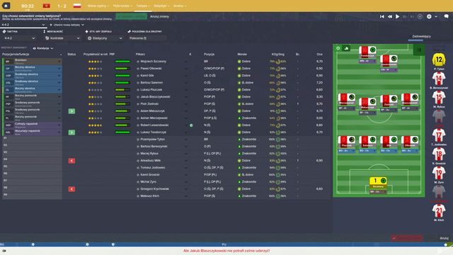 Ekran zaawansowanych ustawień pozwala na pełną modyfikację taktyki w trakcie trwania spotkania. - Zmiany taktyki w Football Manager 2016 | Mecz - Football Manager 2016 - poradnik do gry