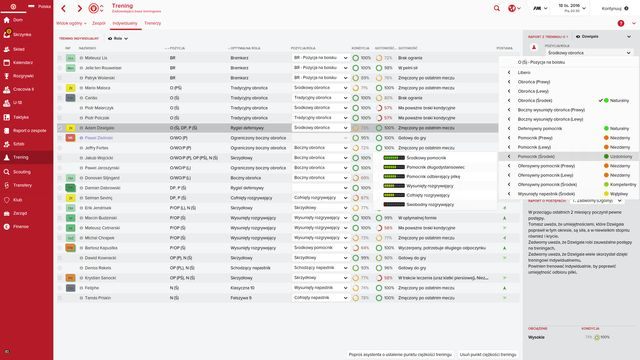 Wybierając trening roli jesteś informowany o pozycji danego zawodnika oraz jego uzdolnieniu do występowania na niej. - Trening indywidualny w Football Manager 2016 | Trening - Football Manager 2016 - poradnik do gry