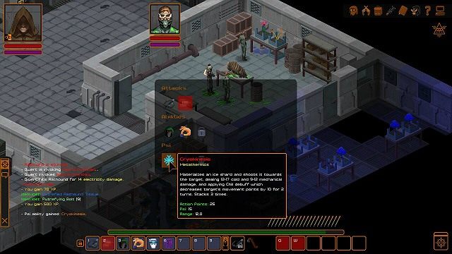 Twoja postać nauczyła się kolejnego czaru, który zadaje obrażenia od zimna, a dodatkowo spowalnia trafionych przeciwników - Dobry start | Podstawy Underrail - Underrail - poradnik do gry