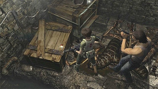 Zabierz klucz po rozprawieniu się z ogromnymi insektami - Zbadanie obszaru do przeprowadzania testów | Piwnica ośrodka szkoleniowego - Resident Evil Zero HD - poradnik do gry