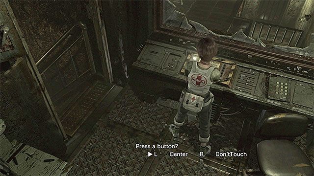 Na początek wciśnij lewy przycisk na konsoli sterowania - Zbadanie obszaru do przeprowadzania testów | Piwnica ośrodka szkoleniowego - Resident Evil Zero HD - poradnik do gry