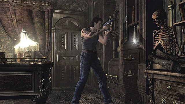 Zbadaj szafki z książkami - Pozyskanie zielonego artefaktu (Green Leech Charm) | Laboratorium - Resident Evil Zero HD - poradnik do gry