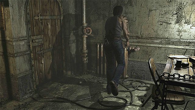W pokoju z maszyną pisania i małpą najlepiej jest jak najszybciej dobiec do drzwi - Uratowanie Rebecci | Piwnica ośrodka szkoleniowego | Resident Evil Zero HD - Resident Evil Zero HD - poradnik do gry