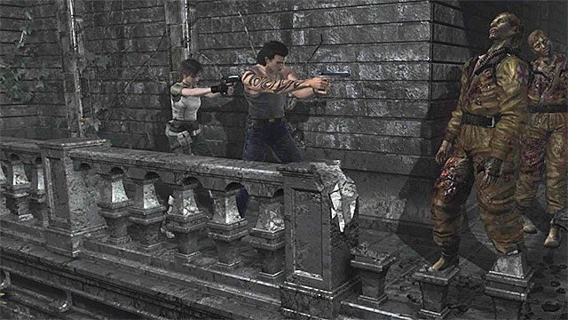 Powoli przemieszczaj się po balkonikach i eliminuj kolejne potwory - Rozwiązanie zagadki z zegarem | Ośrodek szkoleniowy Umbrella - Resident Evil Zero HD - poradnik do gry