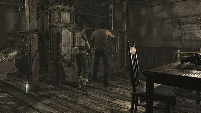 Wejdź w interakcję z dużym zegarem - Rozwiązanie zagadki z zegarem | Ośrodek szkoleniowy Umbrella - Resident Evil Zero HD - poradnik do gry