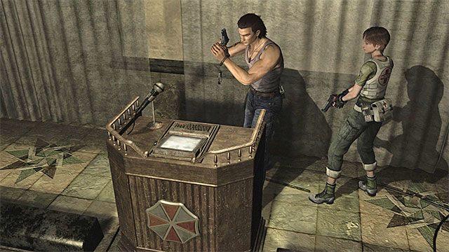 Podejdź do głównego pulpitu w sali konferencyjnej - Zagadka w pomieszczeniu konferencyjnym | Ośrodek szkoleniowy Umbrella - Resident Evil Zero HD - poradnik do gry