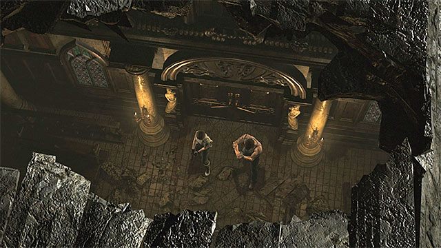 Wejdź do kościoła (M4,2) postacią, która ma na wyposażeniu wyrzutnię Hookshot - Przedostanie się do wnętrza ośrodka badawczego | Laboratorium - Resident Evil Zero HD - poradnik do gry