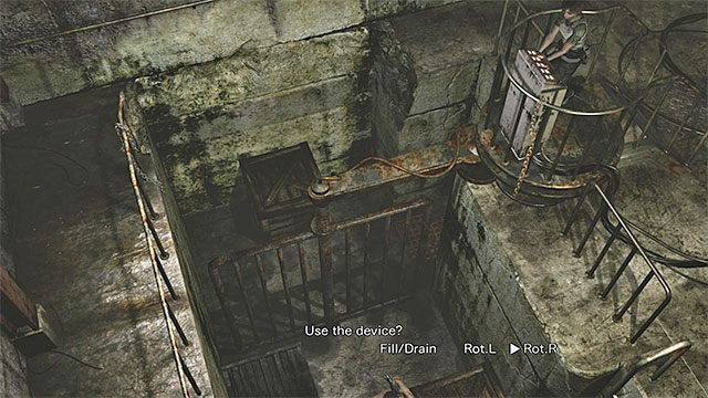 Wybierz z listy opcji obrót bramki w prawo - Rozwiązanie zagadki ze skrzyniami | Oczyszczalnia | Resident Evil Zero HD - Resident Evil Zero HD - poradnik do gry