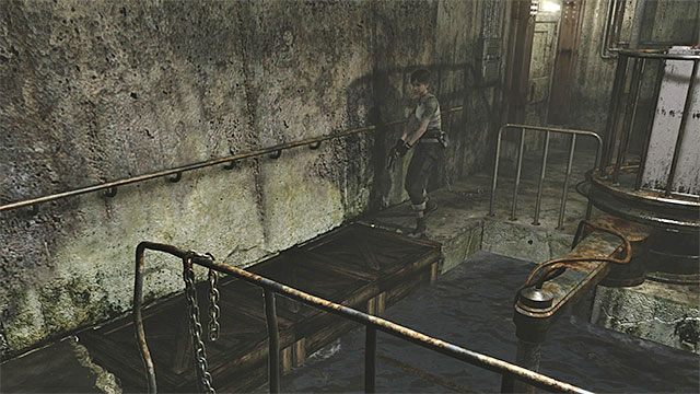 Możesz już skorzystać z drabiny żeby powrócić Billym na górny poziom - Rozwiązanie zagadki ze skrzyniami | Oczyszczalnia | Resident Evil Zero HD - Resident Evil Zero HD - poradnik do gry