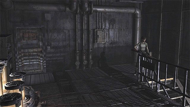 Zejdź po schodach do pomieszczenia magazynowego - Zbudowanie działającego akumulatora | Oczyszczalnia | Resident Evil Zero HD - Resident Evil Zero HD - poradnik do gry