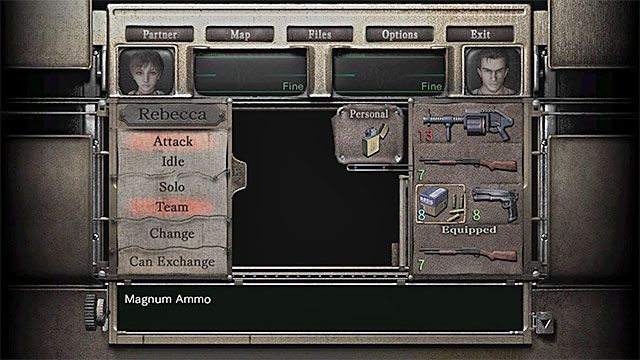 Przykładowy inwentarz Billyego przed finałową walką (możesz oczywiście wybrać nnne przedmioty) - Przygotowania przed finałowym starciem | Oczyszczalnia | Resident Evil Zero HD - Resident Evil Zero HD - poradnik do gry