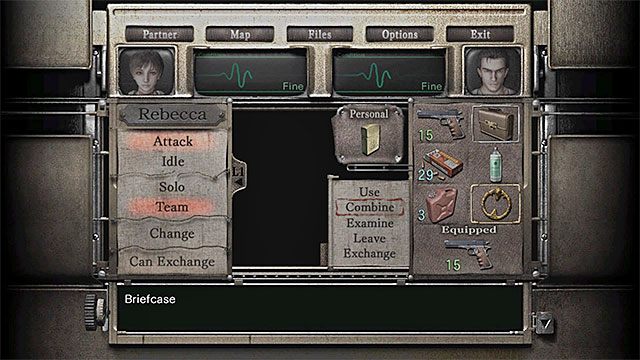 Otwórz inwentarz i podświetl zabrany przed chwilą pierścień Gold Ring - Dalsza eksploracja pociągu | Pociąg Ecliptic Express | Resident Evil Zero HD - Resident Evil Zero HD - poradnik do gry