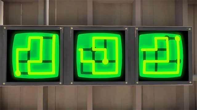 Panele w budynku, trzy kolejne - Rozwiązania zagadek | Okolice fortu - The Witness - poradnik do gry